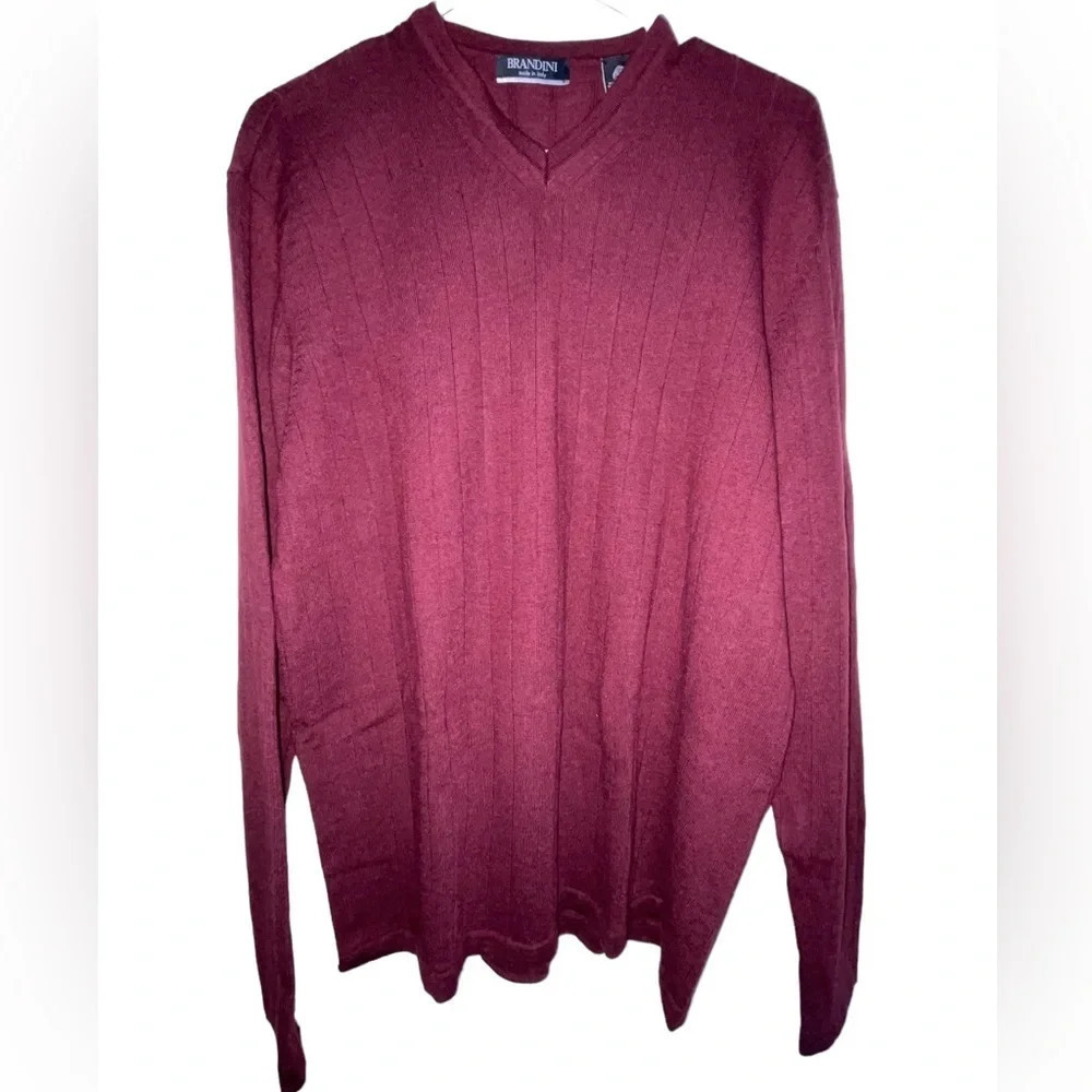 Brandini Sweater Maroon Men’s XL Tall 100% Extra Fine Merino Wool Italy